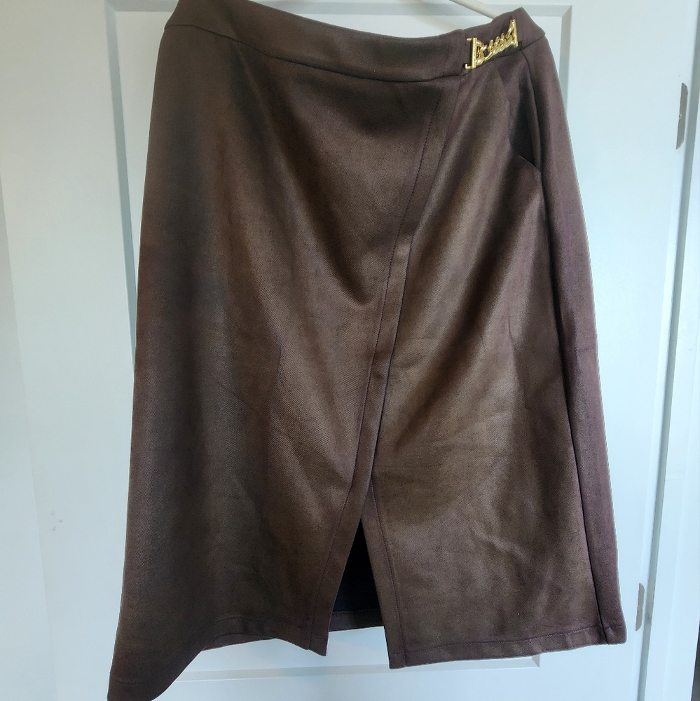Marc New York  A line Brown skirt with gold accent